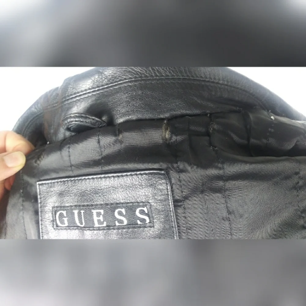 Guess black genuine leather zip up jacket - Picture 5 of 8